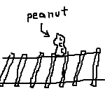 Peanut on the railroad tracks